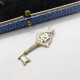 Sterling Silver 21st Birthday Key Charm Pendant Vintage c1970