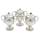 George III Sterling Silver Set of Pedestal Condiment Pots Antique Robert Garrard