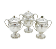 George III Sterling Silver Set of Pedestal Condiment Pots Antique Robert Garrard