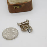 Sterling Silver Sewing Spinning Wheel Charm Pendant Vintage c1970