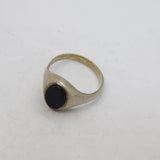 Sterling Silver Black Onyx Oval Childs Signet Band Ring Vintage c1970 Size F 1/2