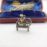 Sterling Silver Spinning Wheel Charm Pendant Vintage c1970