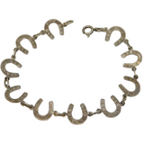 Sterling Silver Lucky Horseshoe Panel Bracelet Vintage c1950s