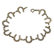 Sterling Silver Lucky Horseshoe Panel Bracelet Vintage c1950s