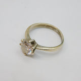 Sterling Silver CZ Sparkling Solitaire Engagement Ring Vintage c1990 Size O 1/2