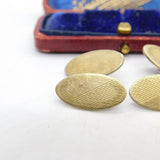 9ct Yellow Gold on Sterling Silver Engine Turned Gents Cufflinks Antique Deco
