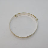 Art Deco Style Sterling Silver Floral Chased Bangle Bracelet 1993 Birmingham