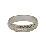 Sterling Silver Laser Cut Patterned Band Wedding Ring Modern c1990 Size N 1/2
