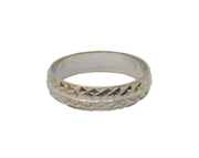 Sterling Silver Laser Cut Patterned Band Wedding Ring Modern c1990 Size N 1/2