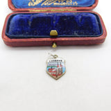 Sterling Silver and Enamel Lucerne Travel Shield Charm Pendant Vintage c1970