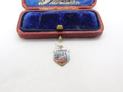 Sterling Silver and Enamel Lucerne Travel Shield Charm Pendant Vintage c1970