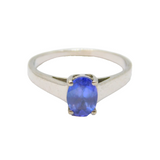 Sterling Silver Oval Tanzanite Solitaire Dress Band Ring Modern c2000 Size N 1/2