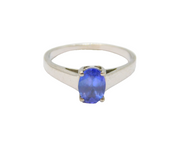 Sterling Silver Oval Tanzanite Solitaire Dress Band Ring Modern c2000 Size N 1/2