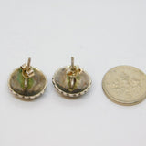 Pair of Sterling Silver Round Marcasite Art Deco Stud Earrings Antique c1930
