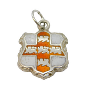 Sterling Silver Enamel Heraldic Crest Charm Pendant Vintage c1970s