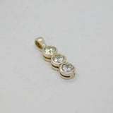 Sterling Silver Triple Round CZ Stick Charm Pendant Contemporary c2000s