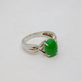 Sterling Silver Green Hard Stone Cabochon Pattern Ring Vintage c1970 Size N 1/2
