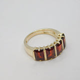 Sterling Silver 4 Garnet Chunky Half Eternity Band Ring Vintage c1970 Size P 1/2