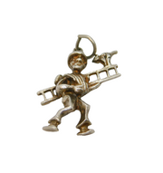 Sterling Silver Novelty Man With Ladder & Cat Charm Pendant Vintage c1970s