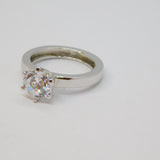 Sterling Silver Paste Set Solitaire Engagement Ring Vintage c1970 Size L