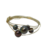 Sterling Silver Studio Style Wire & Natural Pearl Ring Vintage c1970 Size M 1/2