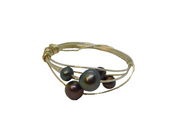 Sterling Silver Studio Style Wire & Natural Pearl Ring Vintage c1970 Size M 1/2