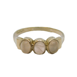 Sterling Silver Triple Cabochon Rose Quartz Dress Ring Vintage c1970 Size L