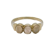 Sterling Silver Triple Cabochon Rose Quartz Dress Ring Vintage c1970 Size L