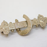 Victorian Sterling Silver Horseshoe Sweetheart Brooch Antique 1886 Birmingham