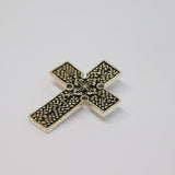 Sterling Silver Textured Patterned Cross Charm Pendant Vintage c1970