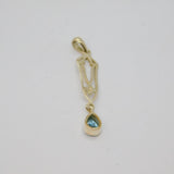 Sterling Silver Blue Topaz Peardrop Art Nouveau Style Pendant Modern c1990s
