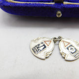 Sterling Silver & Enamel Driving Signs Double Charm Pendant Vintage c1970