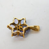 9ct Yellow Gold, Tanzanite & Diamond Floral Drop Pendant Vintage London