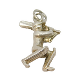 Sterling Silver Cricket Batsman Charm Pendant Vintage c1970