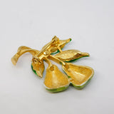 Gold Plated & Colourful Enamel Pear Tree Brooch Pin Vintage c1990