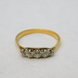 Victorian 18ct Yellow Gold Five-Stone Diamond Dress Ring Antique c1880s
