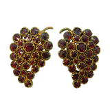 Czechoslovakian Rolled Gold Garnet Set Grape Bunch Clip-On Earrings Antique