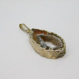 Sterling Silver Wrapped Agate Geode Slice Studio Pendant Contemporary c1990s