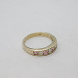 Sterling Silver Pink & White CZ Channel Set Band Dress Ring Modern c1990 Size R