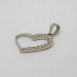 Sterling Silver Paste Set Heart Drop Charm Pendant Vintage c1970s