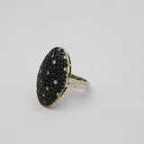 Sterling Silver White Sapphire & Crystal Statement Ring Vintage c1990 Size L 1/2