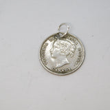 Victorian Canadian Sterling Silver Five Cents Coin Pendant Antique 1882