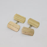 Pair Of 9ct Gold On Sterling Silver Patterned Double Cufflinks Vintage c1970