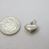 Sterling Silver Puffy Heart Charm Pendant Vintage c1970s