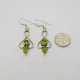Pair of Sterling Silver 4 Cabochon Peridot Studio Drop Earrings Vintage c1970
