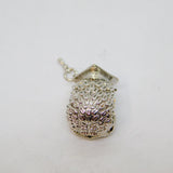 Sterling Silver & Gilt Owl Graduation Charmbead For Bracelet Vintage c2000
