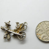 Sterling Silver Cycle Rickshaw Charm Pendant Vintage c1970