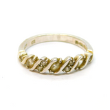 Sterling Silver CZ Wavy Pattern Dress Band Ring Modern c2000 Size M