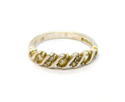 Sterling Silver CZ Wavy Pattern Dress Band Ring Modern c2000 Size M