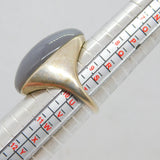Sterling Silver Natural Grey Stone Statement Ring Vintage c1970 Size T 1/2